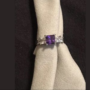 Lab Created Amethyst, White Sapphire Ring (Size 7)